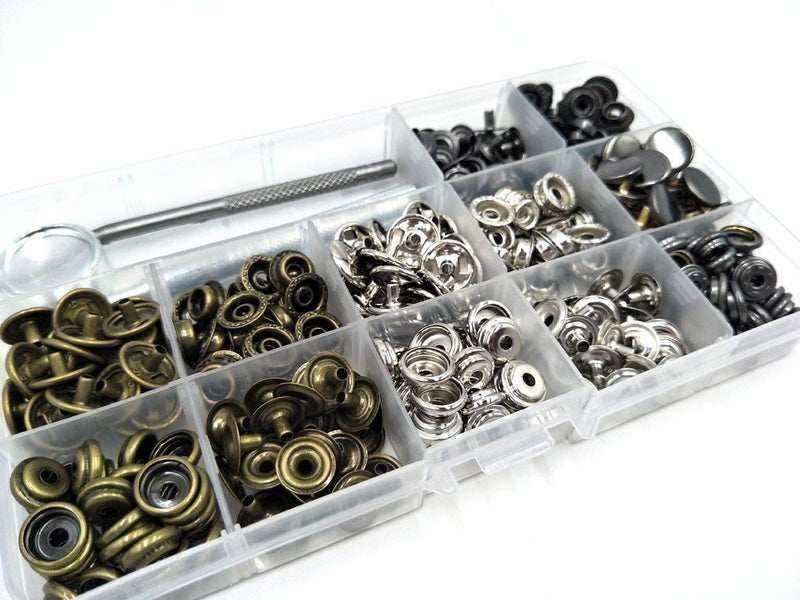 INNETOC INNEOTC 90 Sets - 12mm(1/2") Metal Gunmetal Black Plated Steel Snaps Fastener Leather Rapid Rivet Button Sewing with Seting Tool (12mm, Mixed) - Image 5
